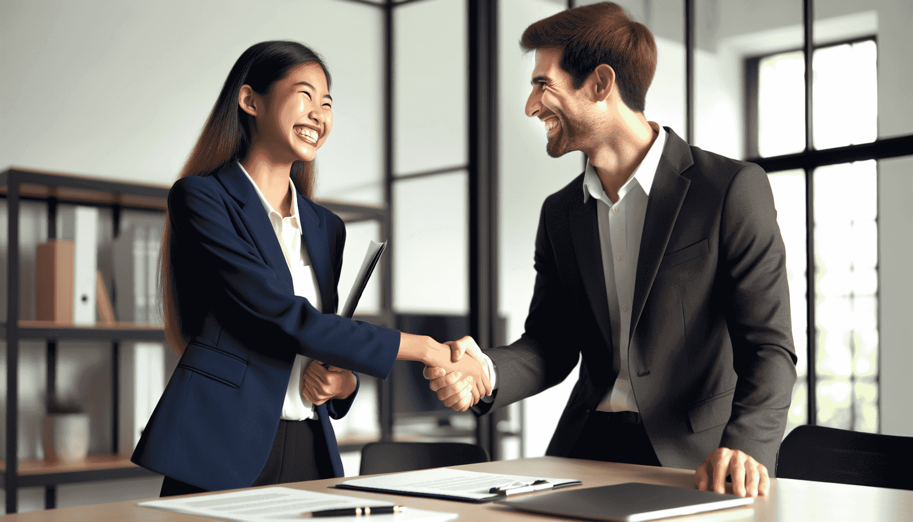 Cliente soddisfatto che stringe la mano a un consulente