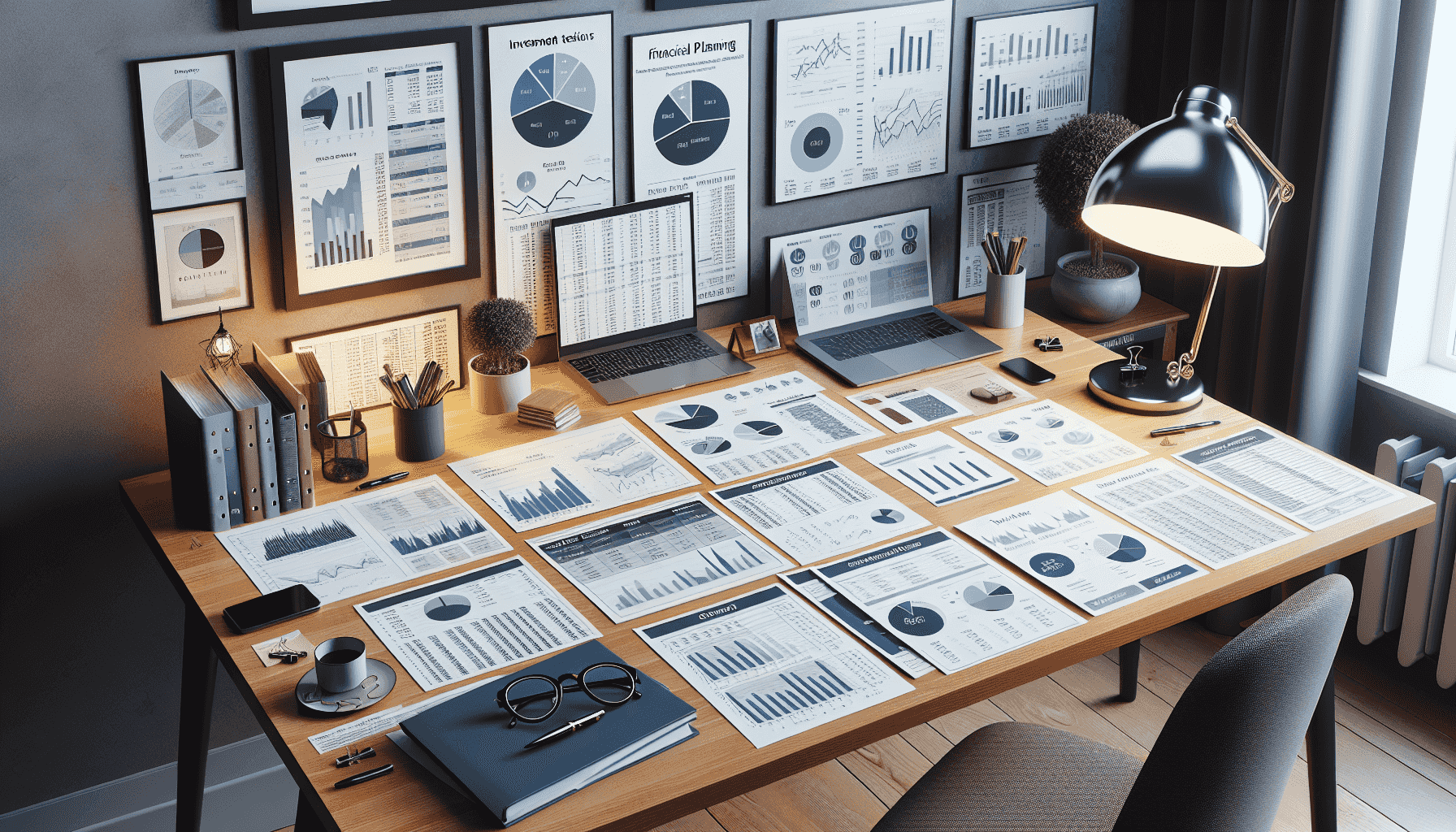 Documenti di pianificazione finanziaria su una scrivania